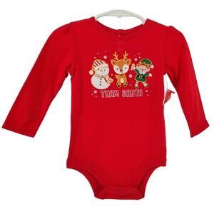 Holiday Time Christmas Long Sleeve Red One Piece 12 Months New